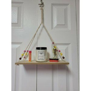 Hanging Wooden Shelf with Beads Pink Yellow White Burgundy